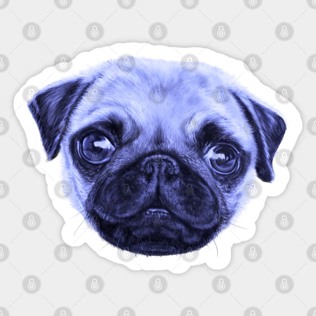 Pug Pop Art Blue Dog Monday Sticker by brodyquixote